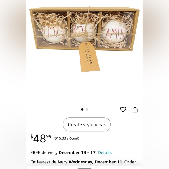 Rae Dunn by Magenta Set of 3 Ceramic Christmas Tree Ornaments - Picture 3 of 3